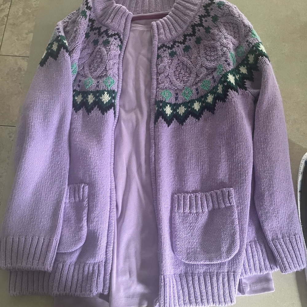Talbots Purple Knit Cardigan with 3/4 sleeve tee